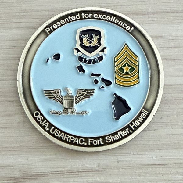 チャレンジコイン OSJA USARPAC Fort Shafter Hawaii ミリタリー 【同梱〇一律送料♪】