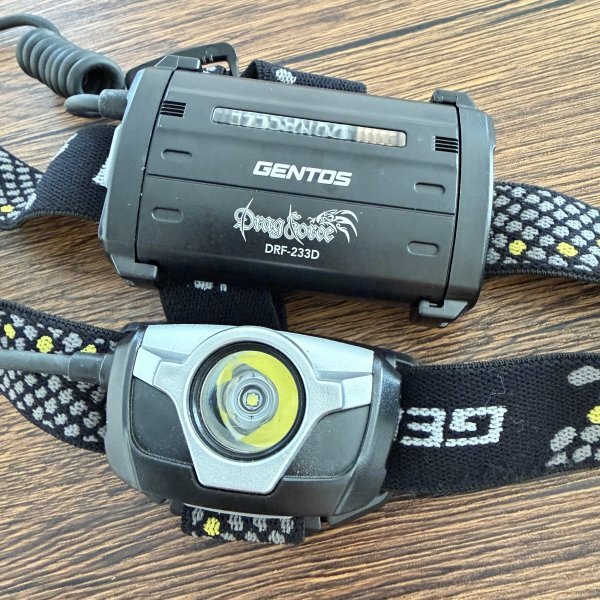 GENTOS ジェントス Drag Force DRF-233D LED ヘッドライト 充電式 別バッテリー 作業灯 中古 発光確認済