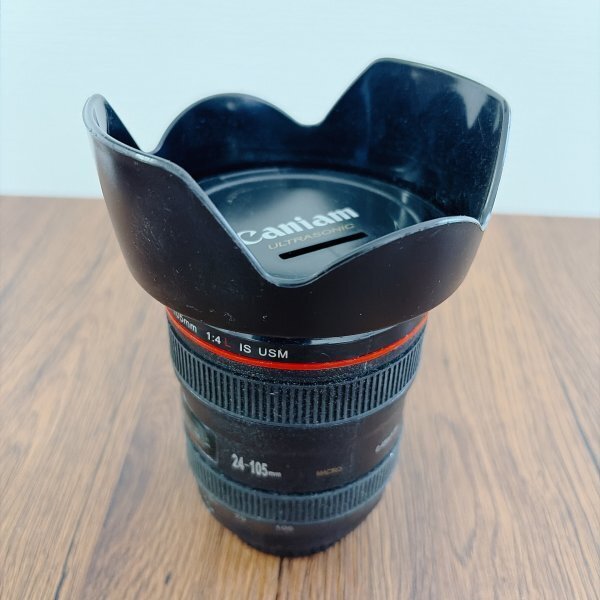 Caniam キヤノン風 24-105mm IS USM レンズ型 貯金箱 コインバンク 一眼レフ パロディ 雑貨 ノベルティ おもしろ プレゼント