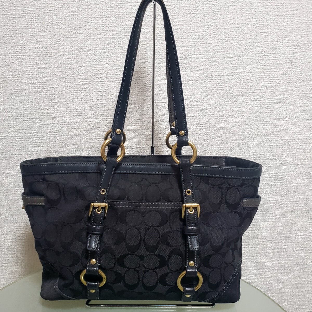COACH コーチ シグネチャー トートバッグ ブラック 肩掛け 激カワ
