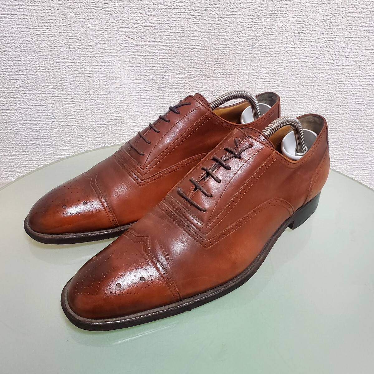 HERMES エルメス semelle cuir レザーシューズ ビジネスシューズ 41 約26㎝ ダークブラウン 人気モデル イタリア製 高級靴