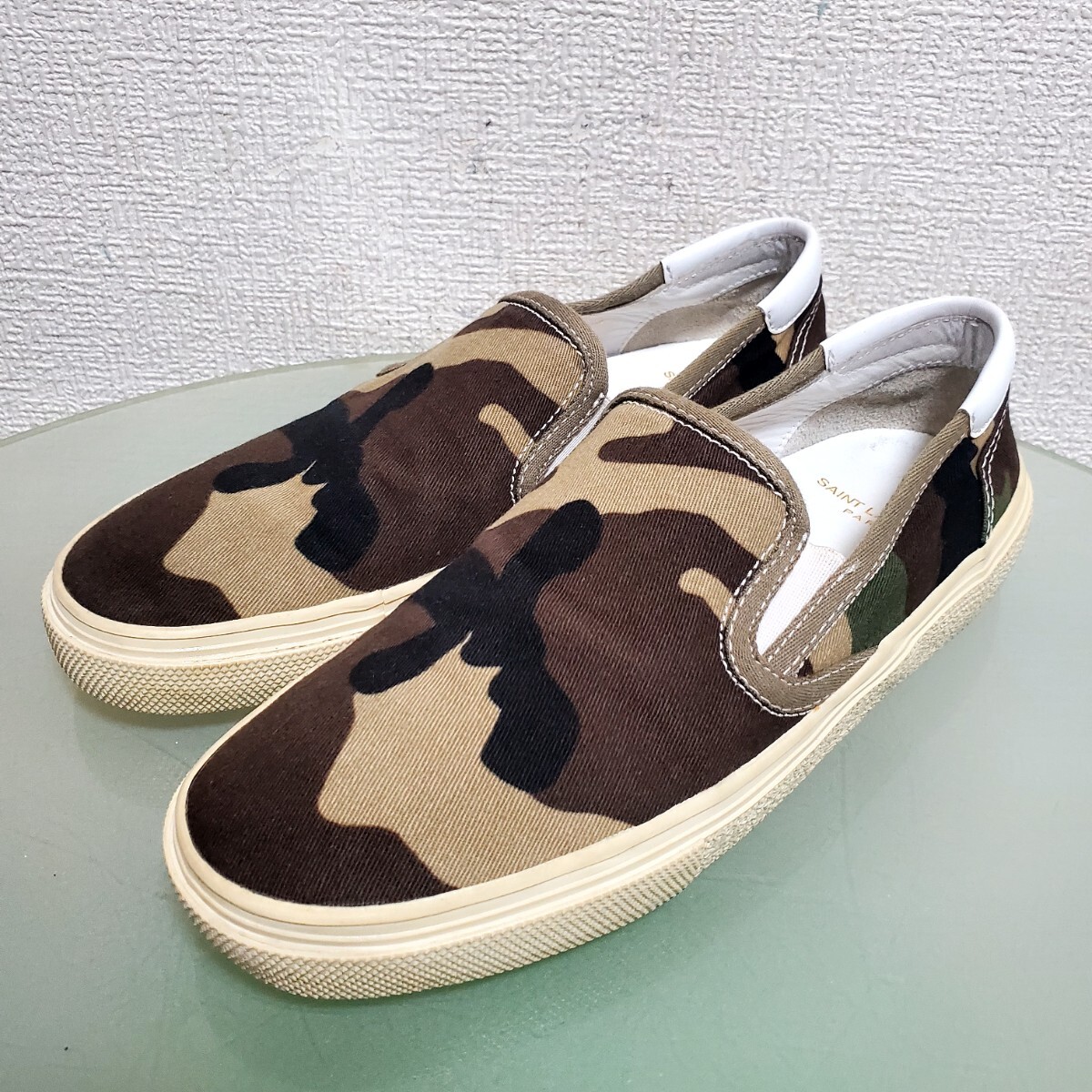 SAINT LAURENT サンローラン スリッポン キャンバス スニーカー 迷彩 カモフラ 37 約23.5㎝ 激カワ 高級靴