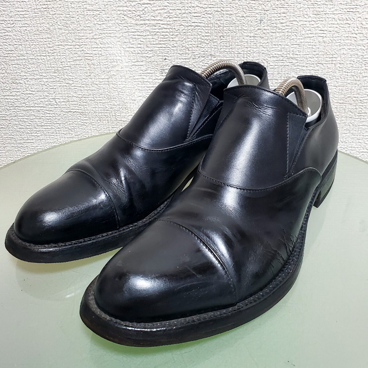 PRADA プラダ レザーシューズ レザースリッポン ビジネスシューズ 8 約26㎝-約26.5㎝ ブラック 人気モデル イタリア製 高級靴