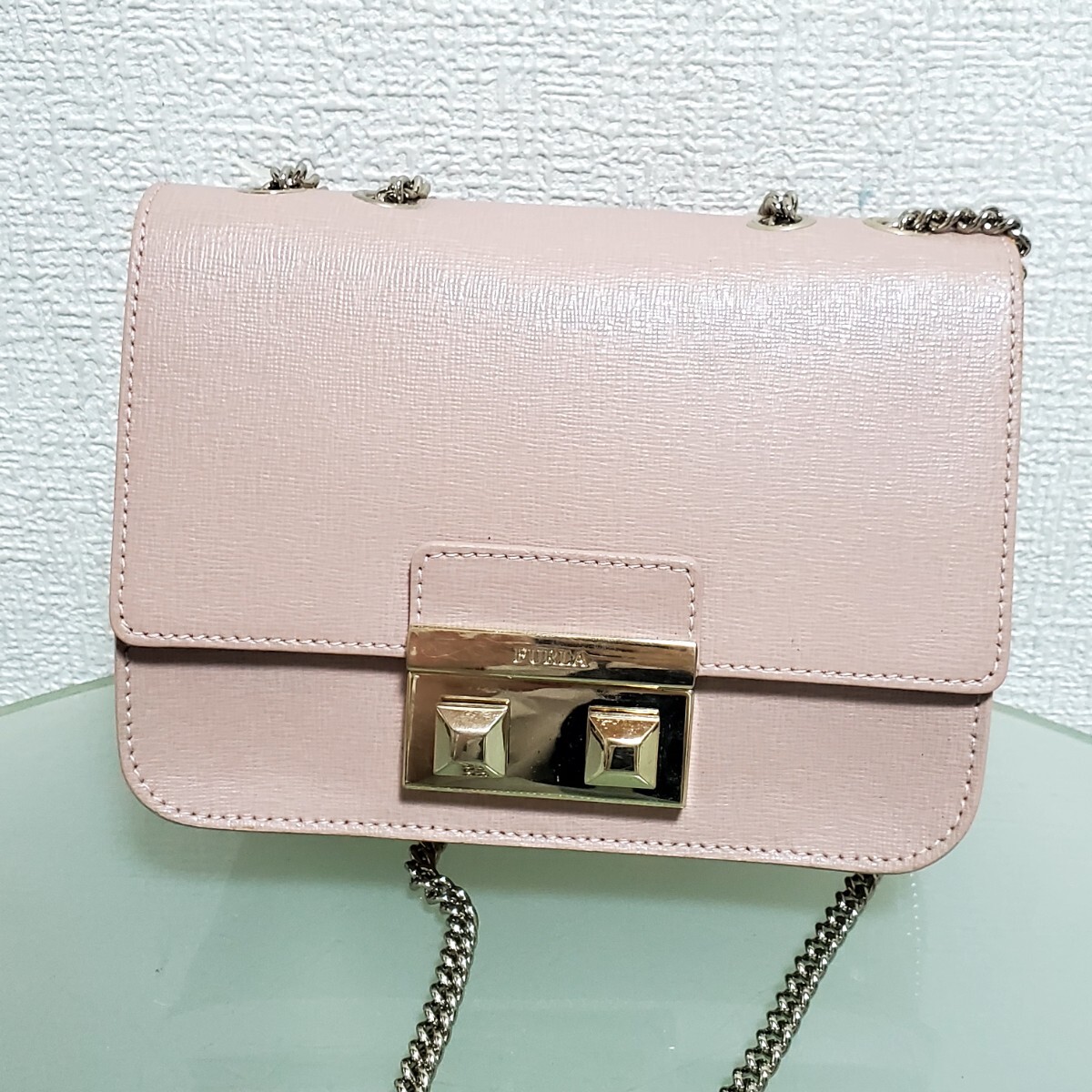 FURLA フルラ チェーンバッグ ショルダーバッグ レザー ピンク 斜め掛け 激カワ