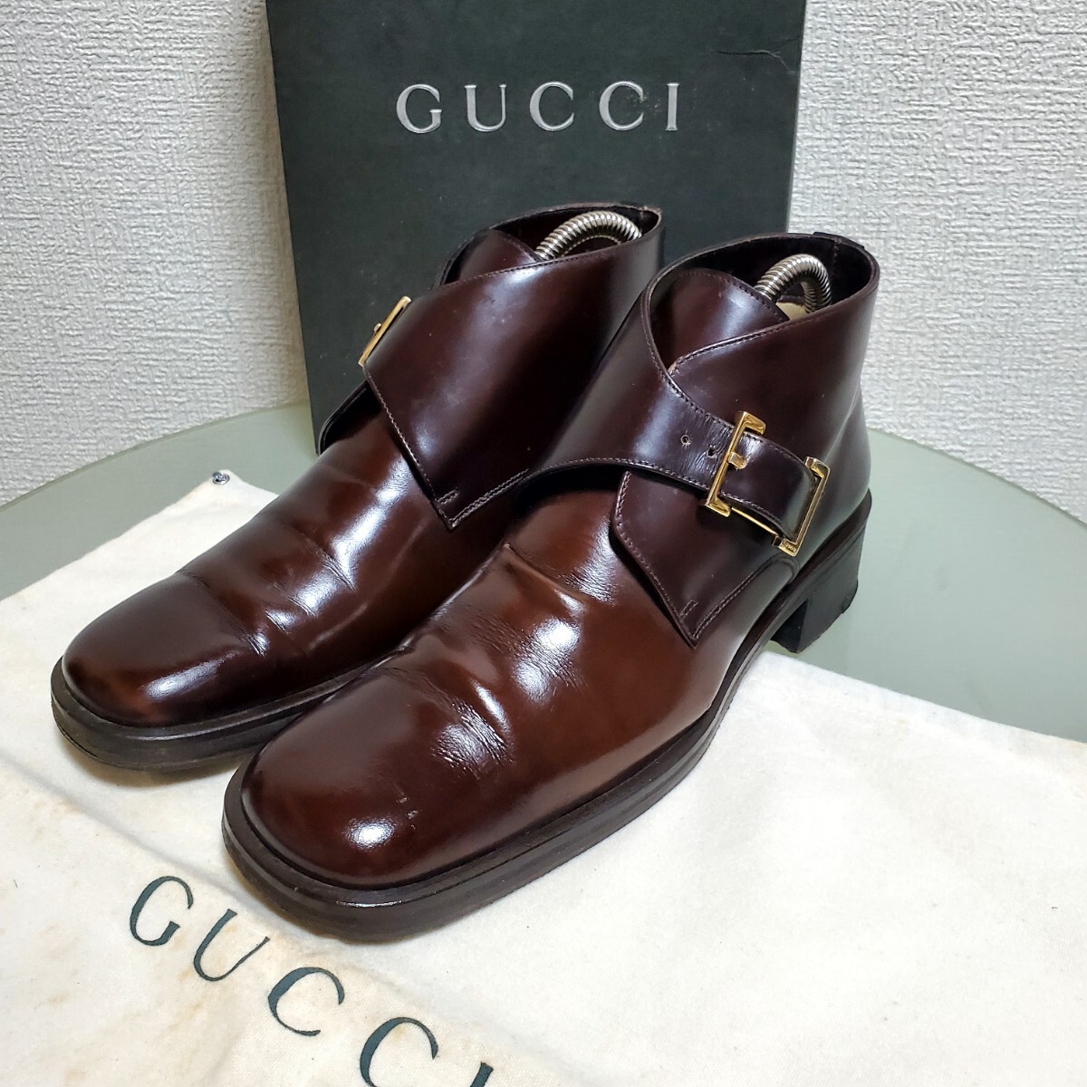 GUCCI グッチ レザーブーツ ショートブーツ 37 約23.5㎝ C ダークブラウン 人気モデル イタリア製 高級靴