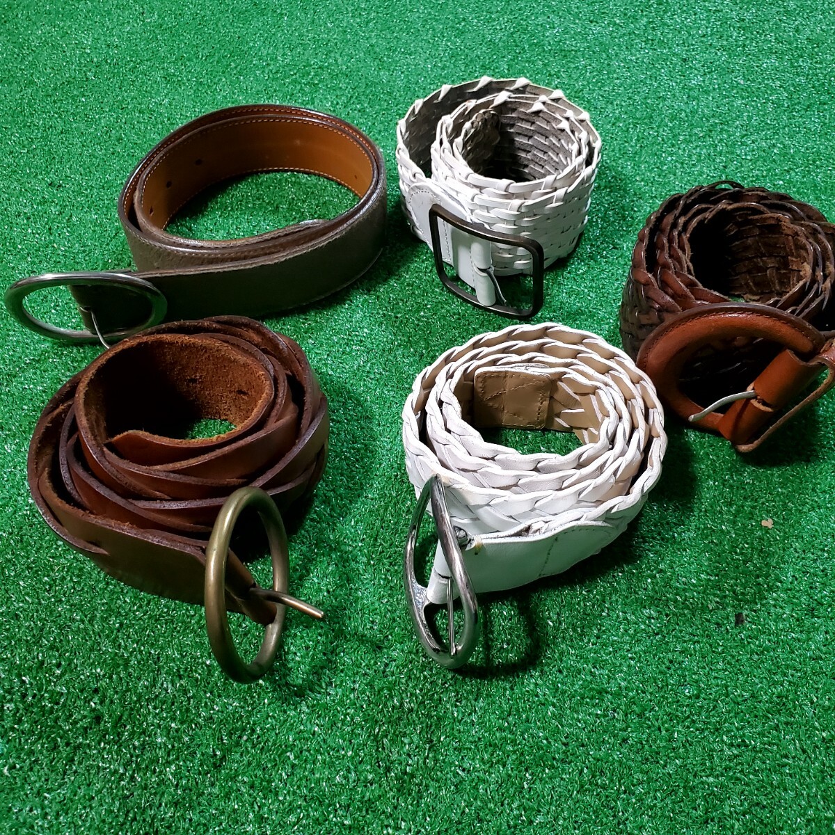 theory セオリー レザーベルト 編み込み ハラコ ホワイト ダークブラウン まとめ売り
