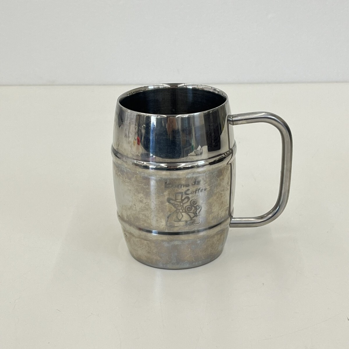 今2605-1085 コメダ珈琲店 たっぷりアイス用ジョッキ ステンレス製 容量約435ml ジョッキ アンティーク （一）
