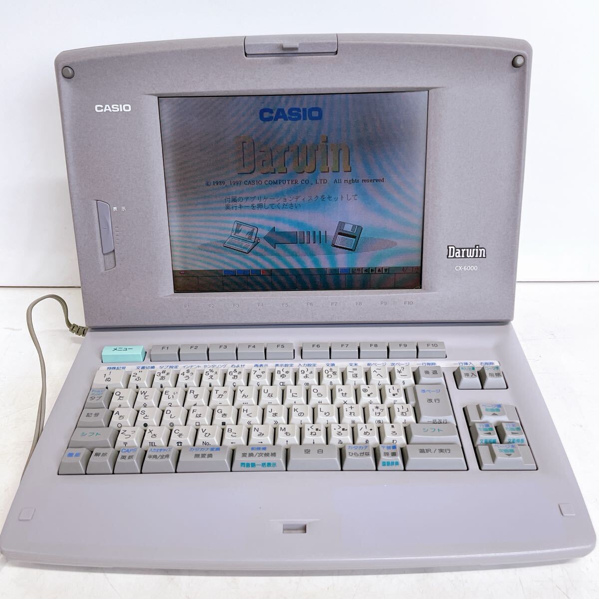 715(中古) CASIO Darwin ワープロ カラー液晶 CX-6000 ケース付き カシオ ダーウィン Word 通電確認済み 現状品
