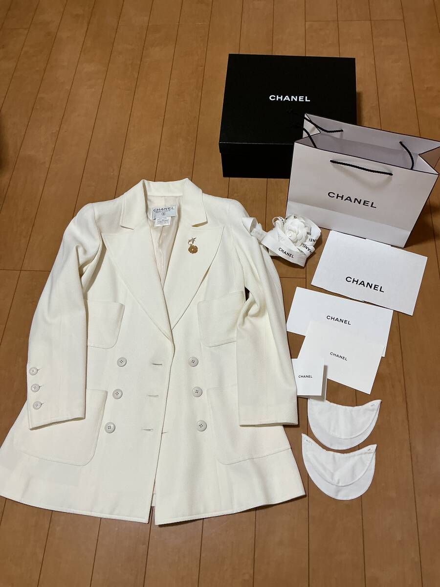 極美品　CHANEL シャネル　ジャケット　ホワイト　サイズ　40
