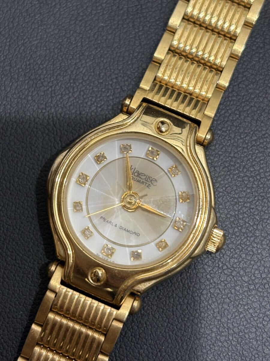 【1円スタート】klaeuse SK-218-LO 腕時計 PEARL&DIAMOND シェル文字盤 クォーツ レディース 3針 動作未確認