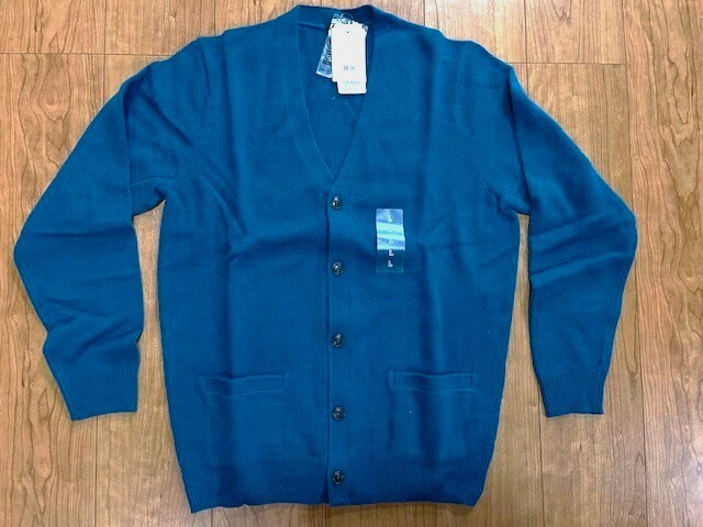 ユニクロ/UNIQLO【プレミアムラム Vネックカーデガン】Blue(青色)/Lサイズ