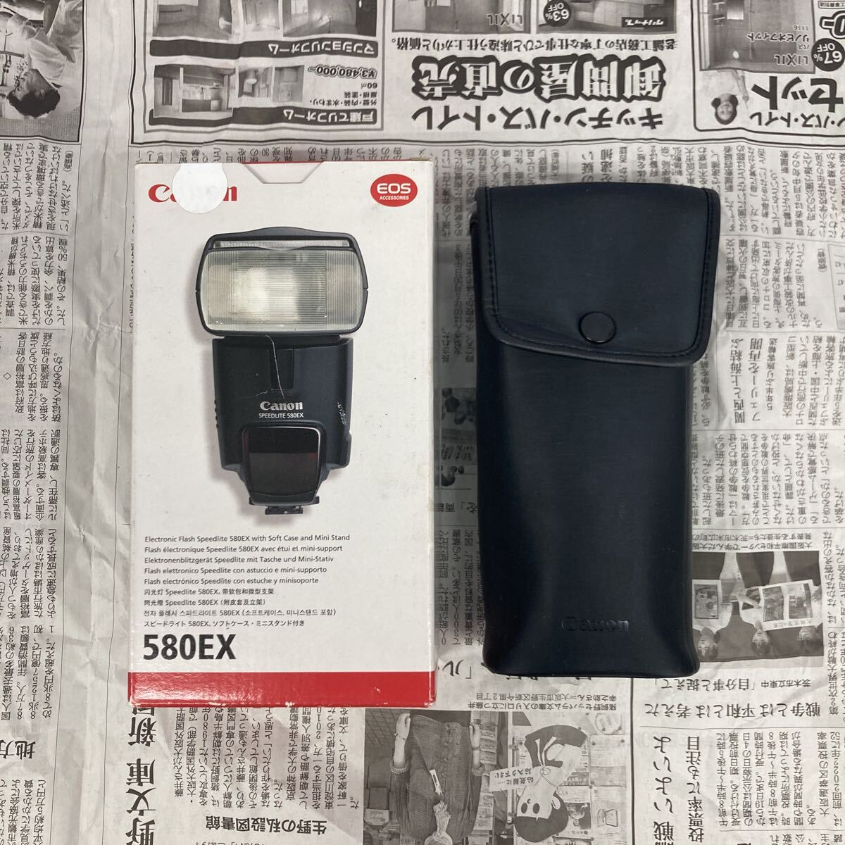 【A17】Canon SPEEDLITE 580EX II フラッシュ スピードライト ソフトケース ミニスタンド 箱付き ジャンク品