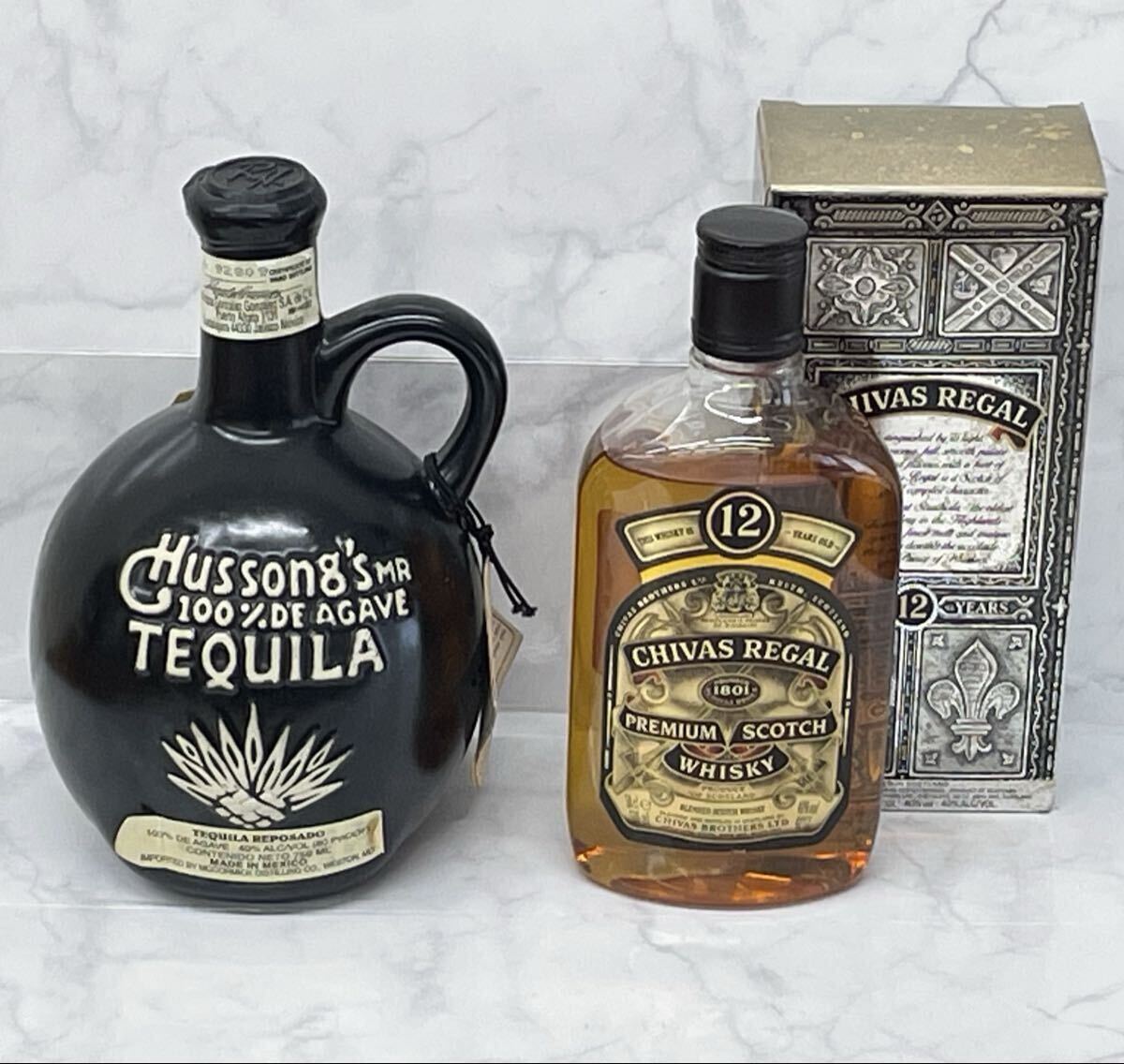 H1 未開栓 古酒2本セット ハッサンズ アガヴェ レポサド 40度 750ｍL テキーラ / CHIVAS REGAL シーバスリーガル 12年 500ｍL 保管品