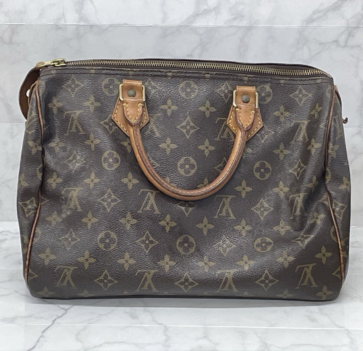 B ルイヴィトン LOUIS VUITTON スピーディ30 ミニボストンバッグ ハンドバッグ モノグラム 南京錠 かばん カバン ブラウン ヴィンテージ