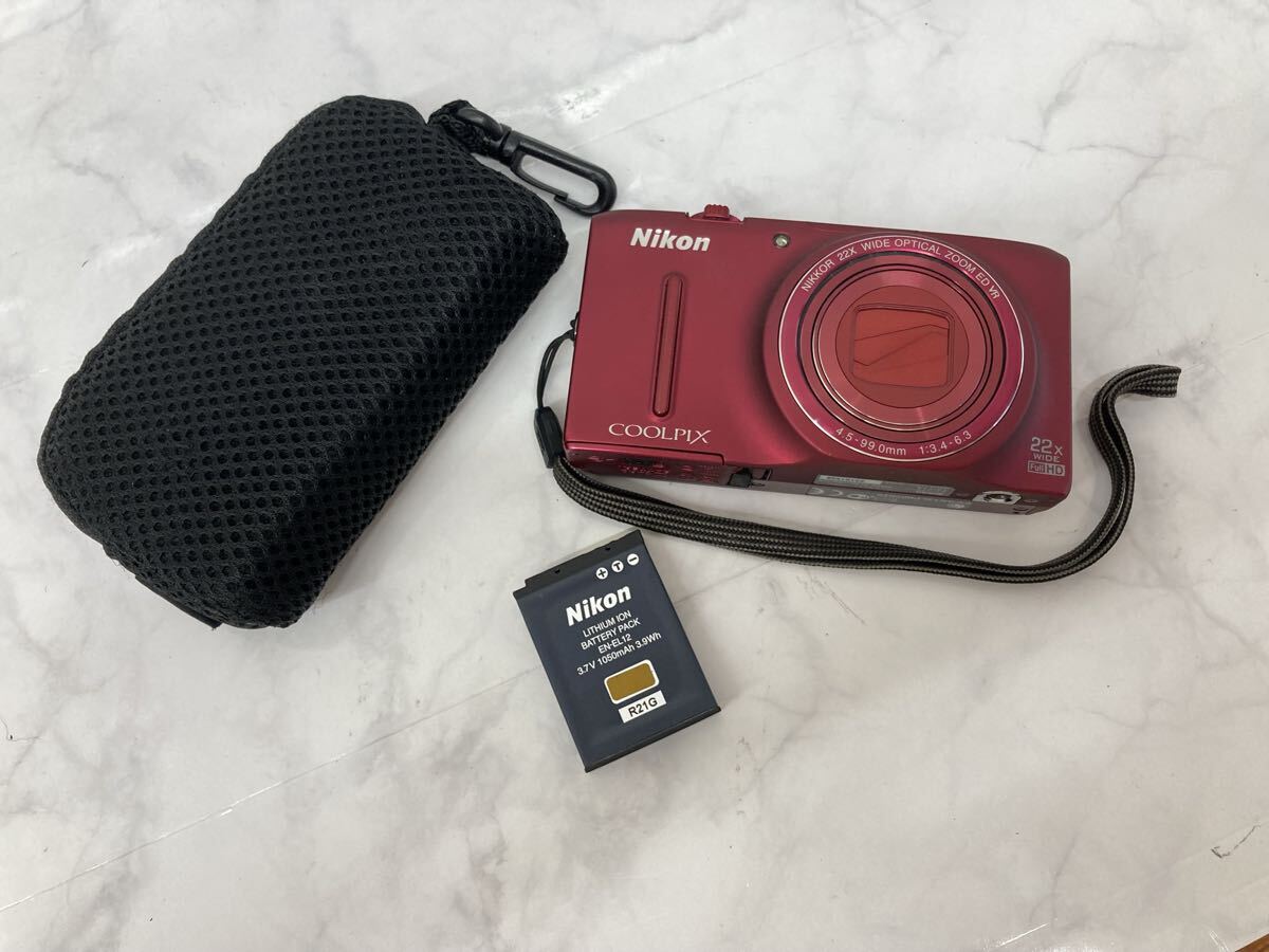 FF 通電確認済 ニコン Nikon COOLPIX S9500 レッド コンパクトデジタルカメラ 1811万画素 動作未確認 ジャンク品