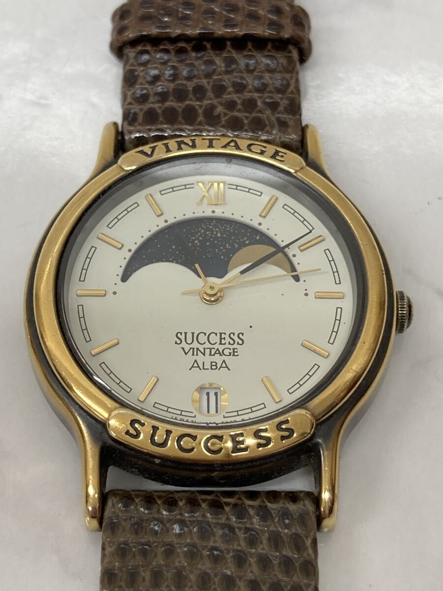S セイコー SEIKO SUCCESS VINTAGE ALBA レディース クォーツ 腕時計 レザーベルト V338-6B60 ヴィンテージ 動作未確認 ジャンク品