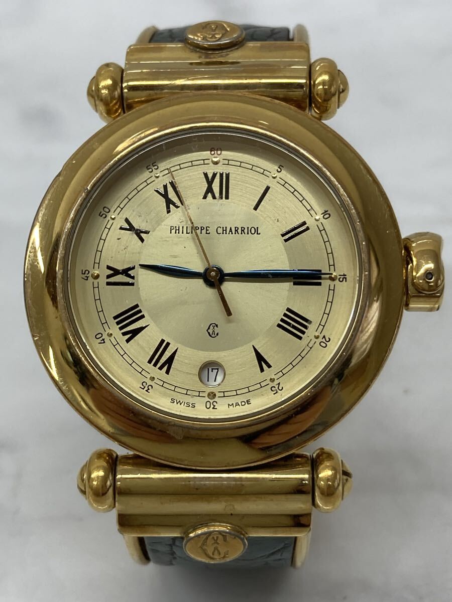 B フィリップ・シャリオール CHARRIOL PHILIPPE クリストファー コロンブス 1992 クォーツ 腕時計 ゴールド 動作未確認 ジャンク品