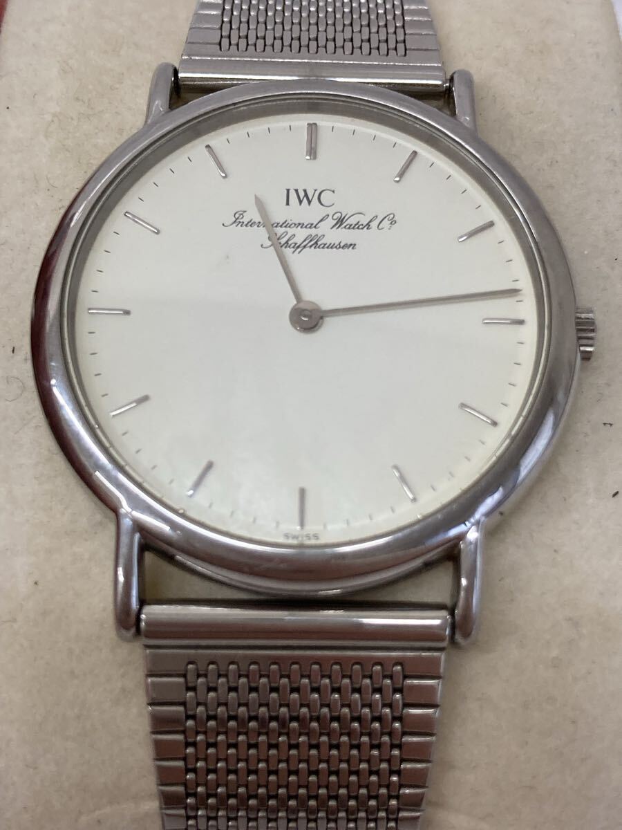 B IWC SCHAFFHAUSEN インターナショナル ポートフィノ クォーツ メンズ 腕時計 ホワイト文字盤 動作未確認 ジャンク品 中古品 2456039