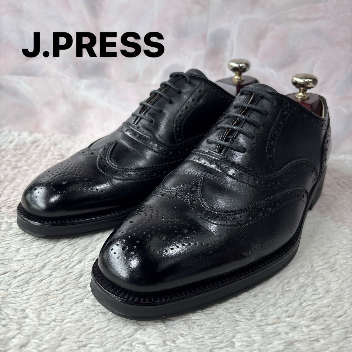 J.PRESS ジェイプレス ウイングチップ ビジネスシューズ 内羽根 黒 25.5EEE