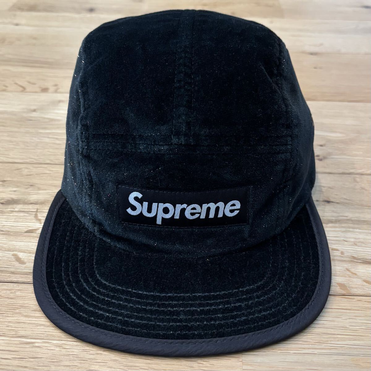 【希少】Supreme Velvet Taped Camp Cap ブラック 黒 シュプリーム ベルベット キャンプ キャップ ボックスロゴ 