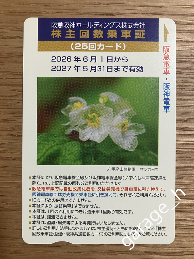 最新！ 阪急阪神HD 株主優待回数乗車証 25回カード 回数券 2027年5月末迄 優待券 乗車券