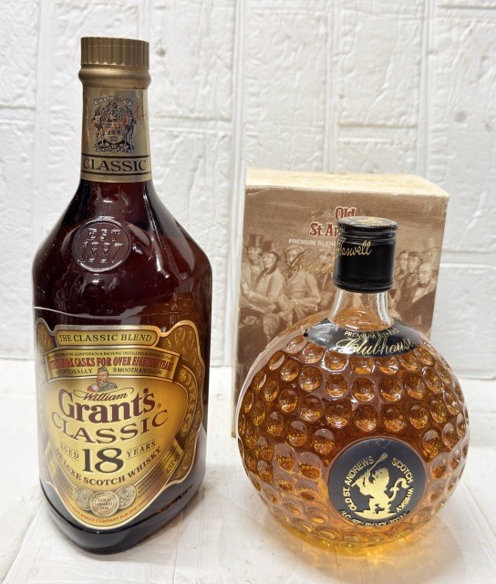 未開栓 スコッチ 2本 Grant's CLASSIC グランツ クラシック 18年 750ml / オールド セント アンドリュース ゴルフボール型 クリア 700ml