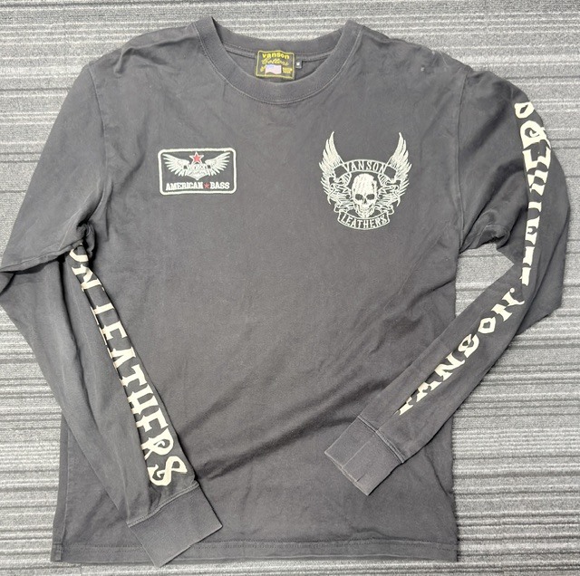 格安!! 99円スタート!! 中古 VANSON バンソン ロングＴシャツ ロンＴ Mサイズ VANSON LEATHER