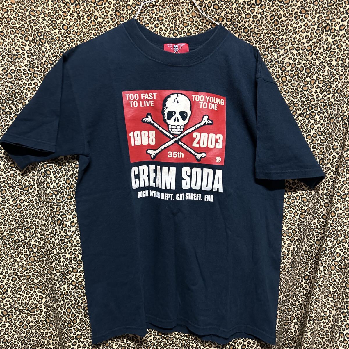 CREAM SODA 35th スカル Tシャツ 1968-2003 クリームソーダ　ピンクドラゴン Tシャツ 黒　美品