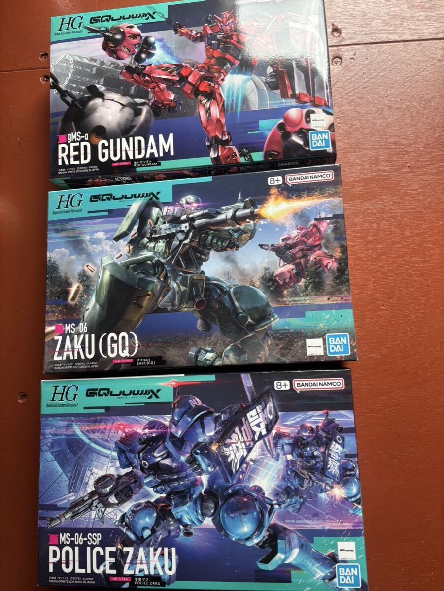 1円スタート　未開封　3点 ジークアクス HG 1/144 赤いガンダム 軍警ザク ザク　プラモデル ガンプラ