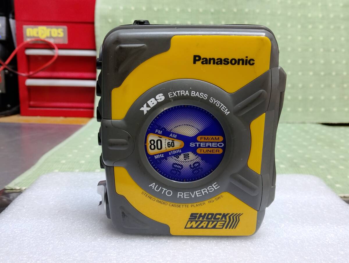 程度良好！Panasonic「RQ-SW5Z」パナソニックSHOCK WAVE ポータブルカセットプレーヤー黄色イエロー（中古品）当時物
