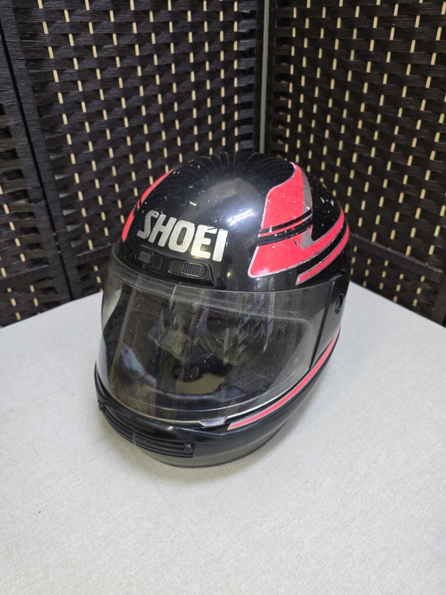 【現状品】SHOEI TF-300V ショウエイ フルフェイスヘルメット 92年製 赤黒 ビンテージ ジャンク 当時物 ビンテージ フルフェイス