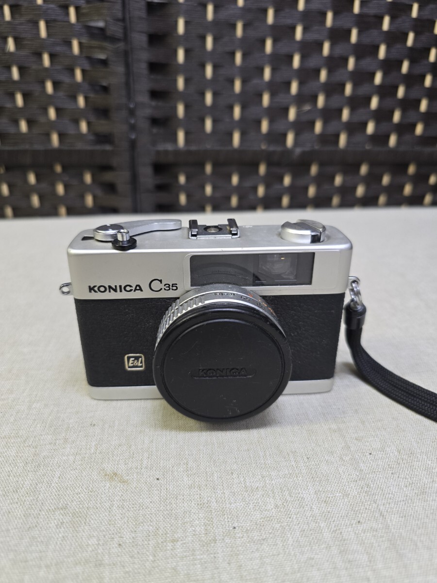 【現状品】Konica C35 コニカ HEXANON 1:2.8 f=38mm コンパクトフィルムカメラ ヴィンテージ E&L レンジファインダー 動作未確認品