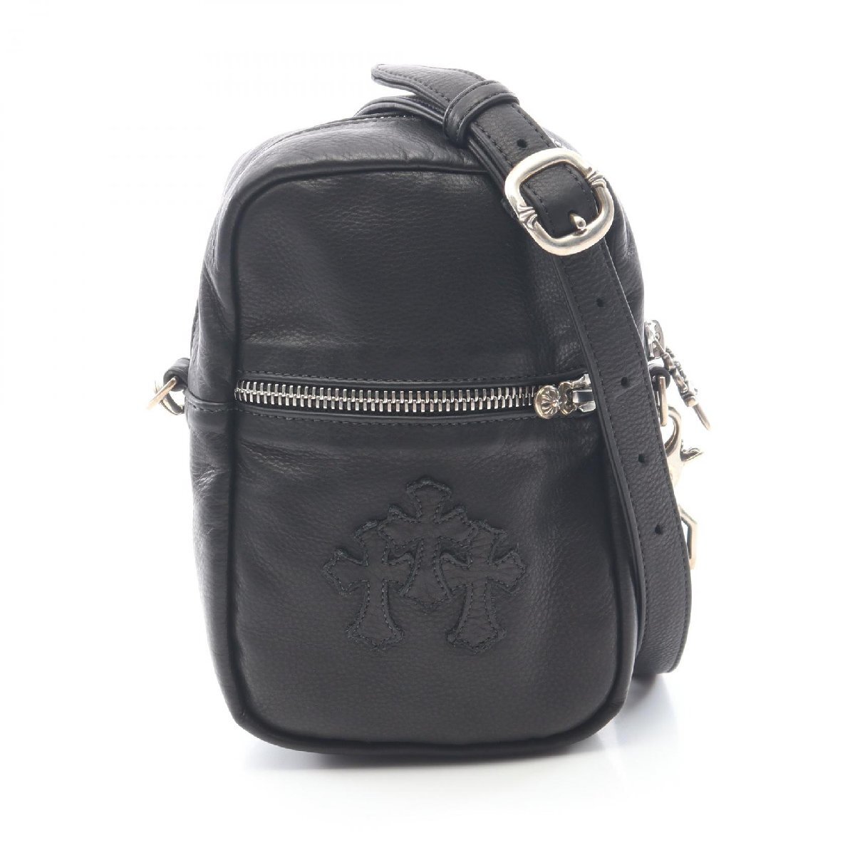 クロムハーツ CHROME HEARTS TAKA MINI タカミニ セメタリークロスパッチ ショルダーバッグ バッグ レザー ブラック系 【中古】