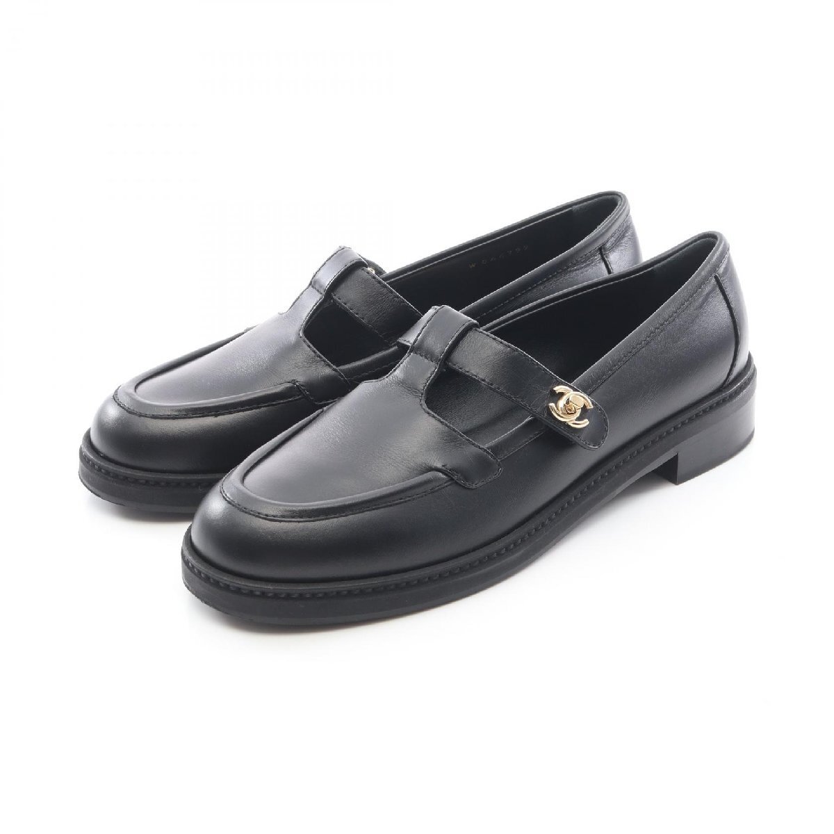シャネル CHANEL ココマーク ターンロック ローファー 靴 レザー ブラック系 G46799 【中古】
