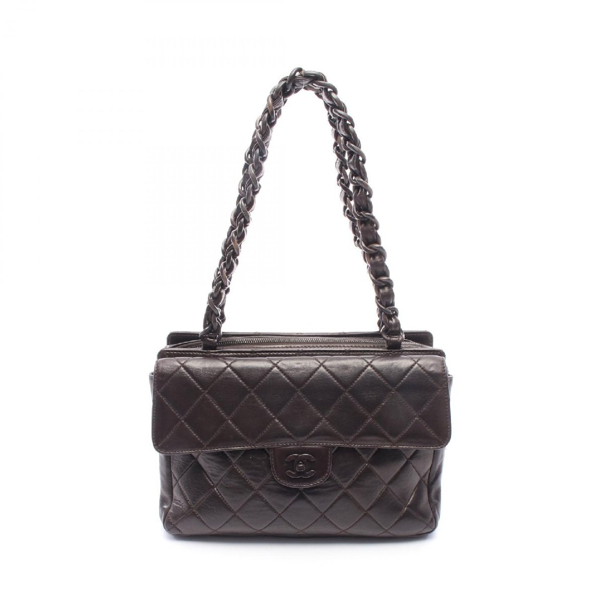 シャネル CHANEL マトラッセ プラチェーン トートバッグ バッグ ラムスキン（羊革） ブラウン系 【中古】