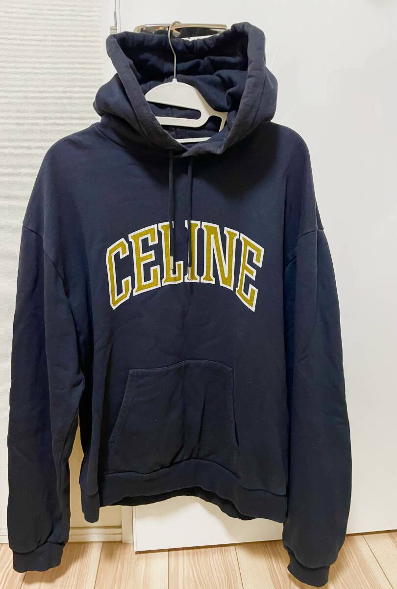 格安処分！CELINE College Logo Pullover Parka/ヴィンテージカレッジロゴプリントフーディー/XL美品正規