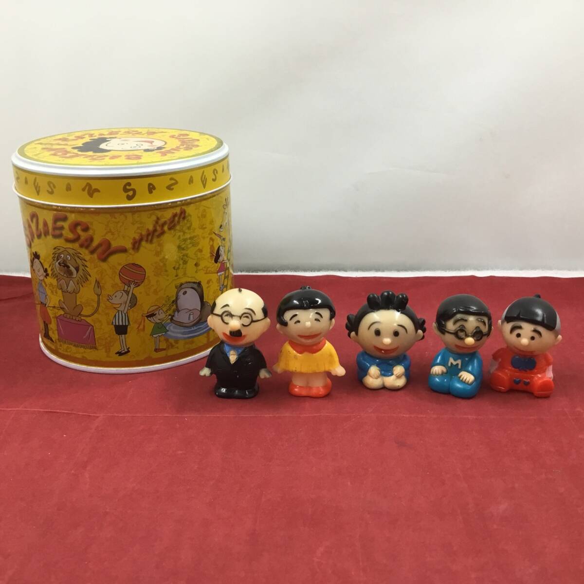 当時物 サザエさん一家 ミニフィギュア 指人形 高さ約4cm サザエ タラちゃん 波平 マスオ ワカメ まとめて 5点セット 中古品 おまけ付き
