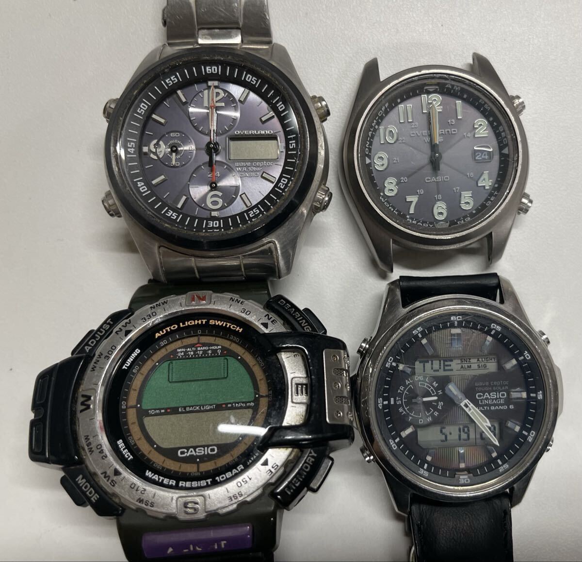 【11Li-7】CASIO カシオ OVERLAND オーバーランド LINEAGE リニエージ ソーラー電波時計 など 4点まとめ売り ブランド腕時計 腕時計 現状品