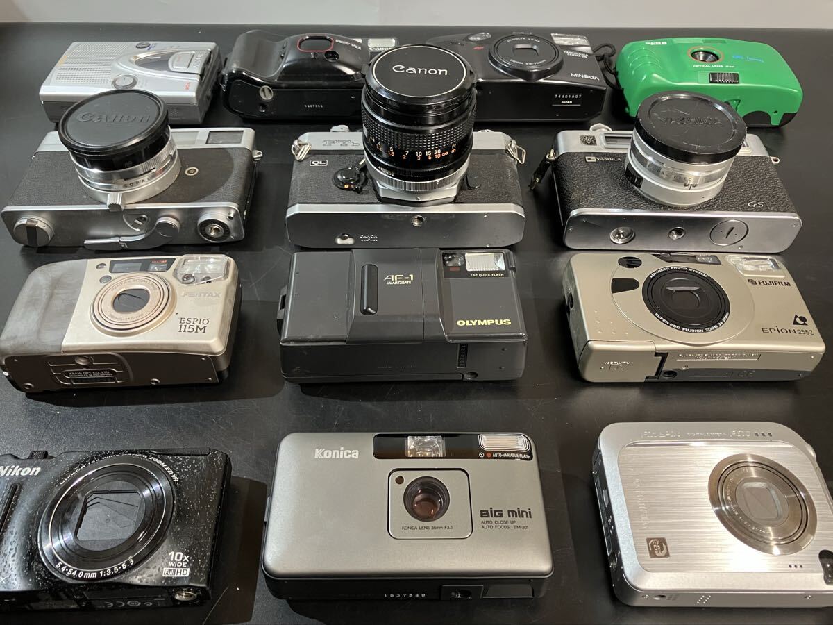 【6Li-6】Canon Konica BiGmini BM-201 Nikon OLYMPUS など デジカメ キャノン 一眼レフ レンズ フィルムカメラ まとめ 現状品 ジャンク