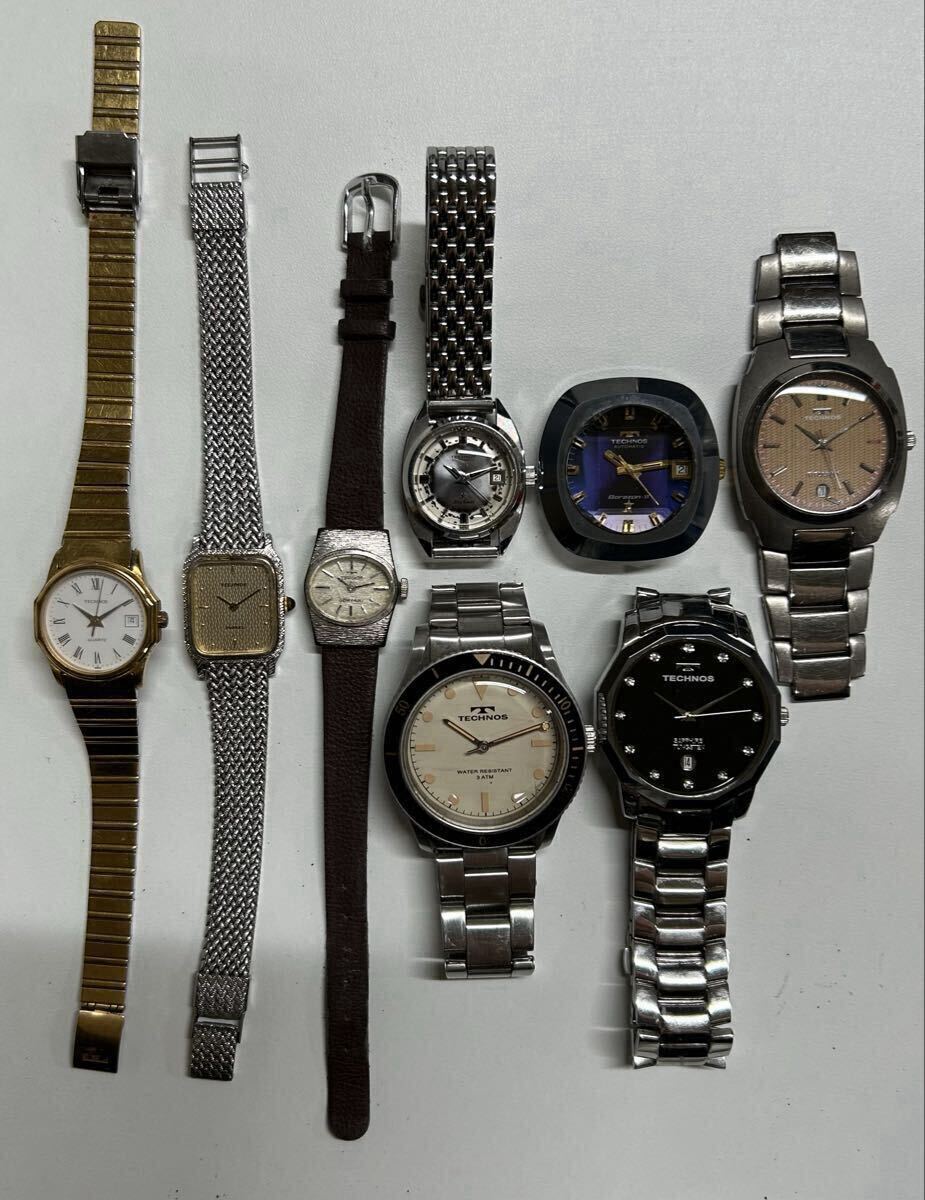 【12Li-4】TECHNOS テクノス 8点 まとめ売り 稼働品あり 自動巻き 手巻き ブランド腕時計 まとめ クォーツ メンズ レディース 現状品