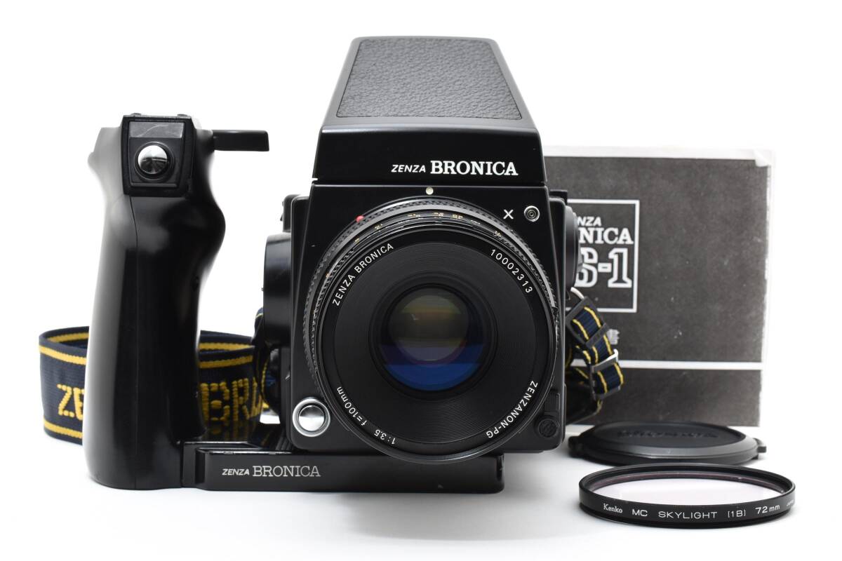 【1370】ZENZA BRONICA GS-1 ZENZANON-PG 100mm F3.5 120 Film Back プリズムファインダー グリップ付