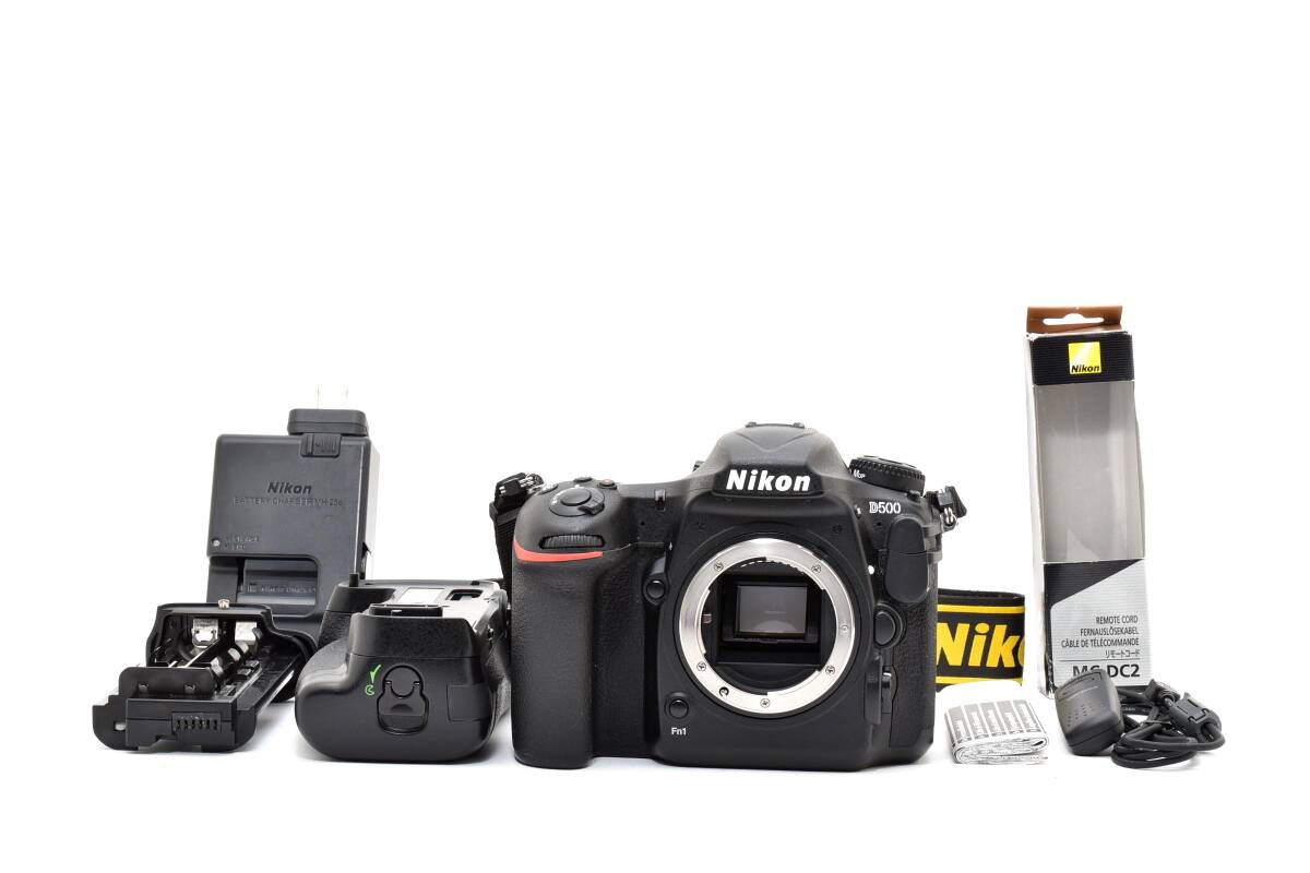 【1982】Nikon D500 ボディ シャッター12406回 社外バッテリーグリップ レリーズ付 ニコン