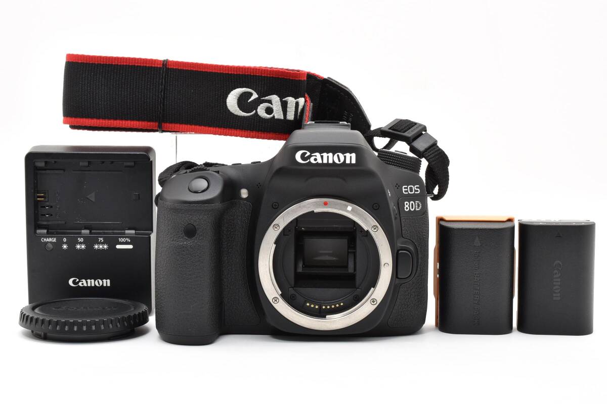 【2049】美品 Canon EOS 80D ボディ シャッター808回 バッテリー2個 充電器付