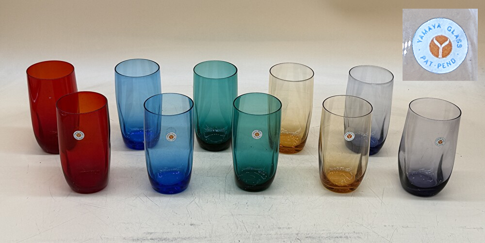 SY5-54 YAMAYA GLASS ヤマヤグラス コップ グラス 5色 10個セット 軽量 昭和レトロ レトロポップ 現状品 長期保管品
