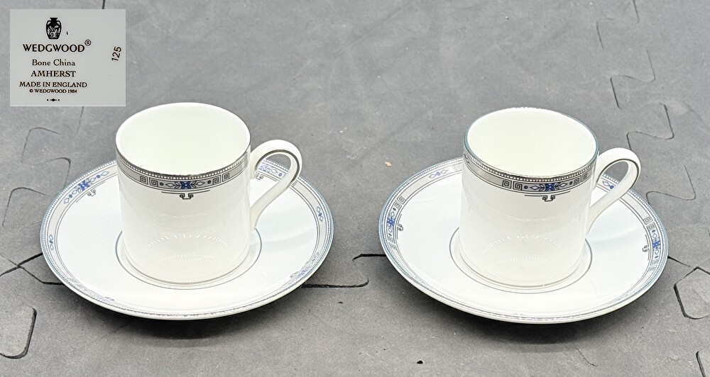 SY5-12 WEDGWOOD ウェッジウッド AMHERST アムハースト カップ＆ソーサー 2客セット ボーンチャイナ 英国製 現状品 保管品