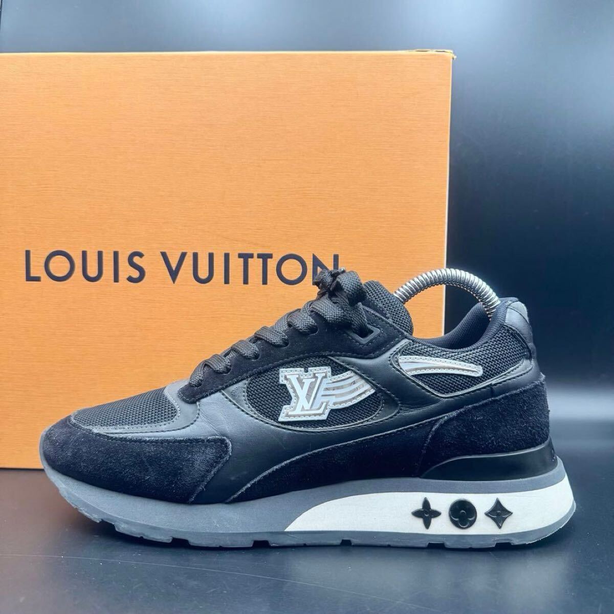 1円【美品】LOUIS VUITTON ルイヴィトン ランアウェイライン スニーカー LVロゴ シューズ 靴 メンズ レザー サイズ25cm相当