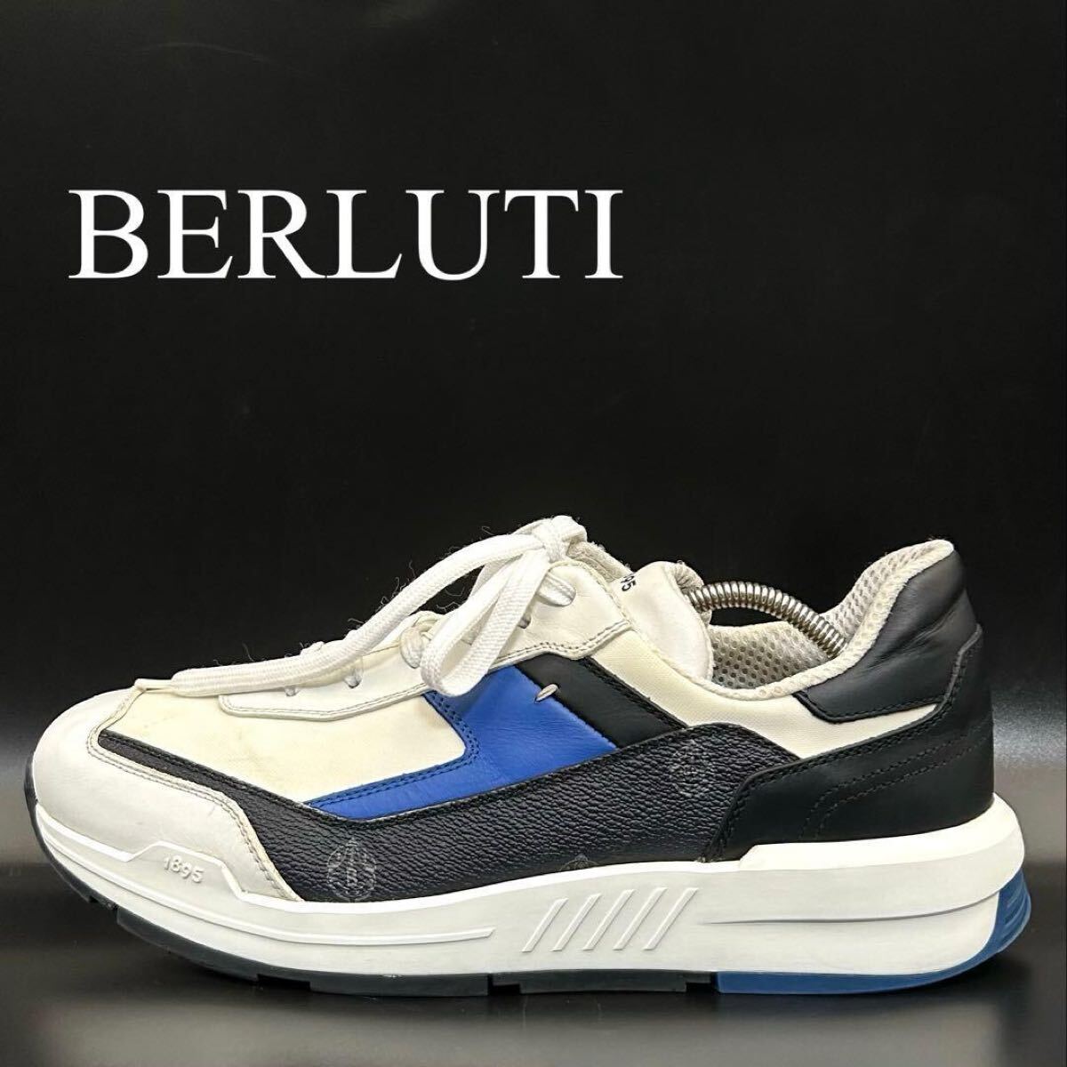 1円【王者の風格】Berluti ベルルッティ パルス スニーカー ローカット ロゴ メンズ レザー メンズ ホワイト 白 シューズ 靴 27.5cm相当