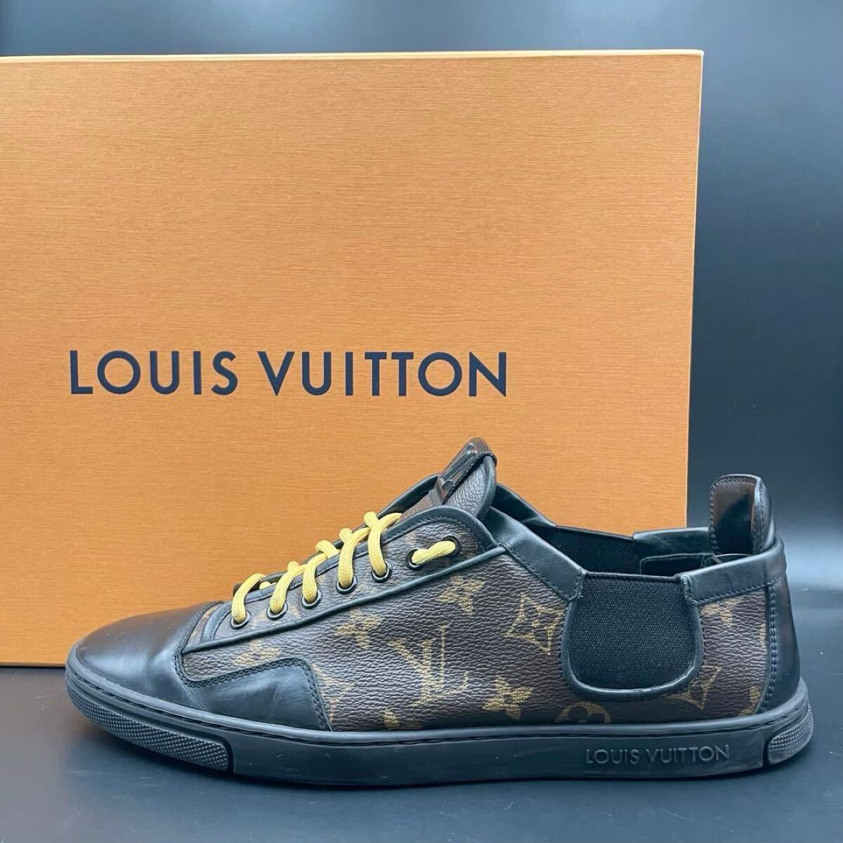 1円【美品】LOUIS VUITTON ルイヴィトン マカサー スニーカー モノグラム メンズ レザー ブラウン ブラック 茶色 黒 シューズ 靴 27cm相当