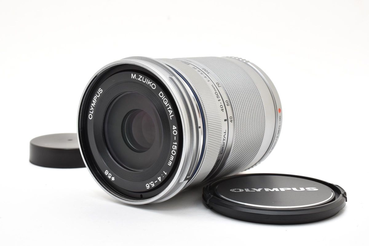 ★極上品★ OLYMPUS オリンパス M.Zuiko Digital ED 40-150mm F4-5.6 MSC シルバー 前後キャップ付き　#699