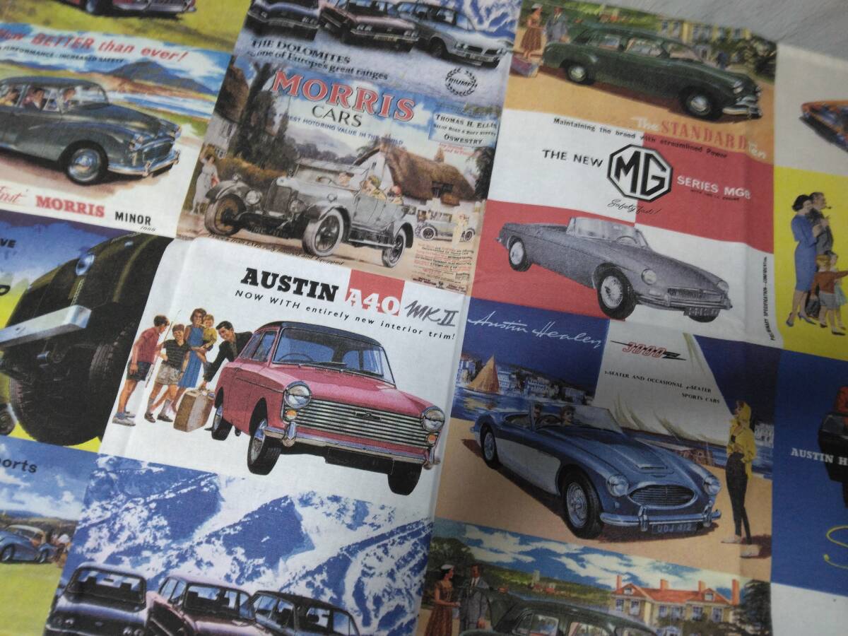 ★BRITISH MOTOR テーブルクロス ミニクーパー・オースチン・モーリス・トライアンフ・ローバー・ＭＧ！